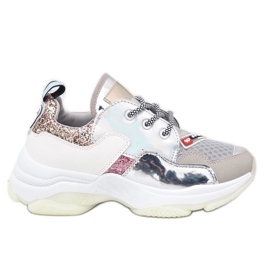 Silberne stylische Sportschuhe B0-206 grau mehrfarbig