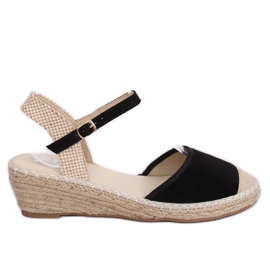 Schwarze Espadrilles auf Keilabsatz LLI-3M85 Schwarz braun