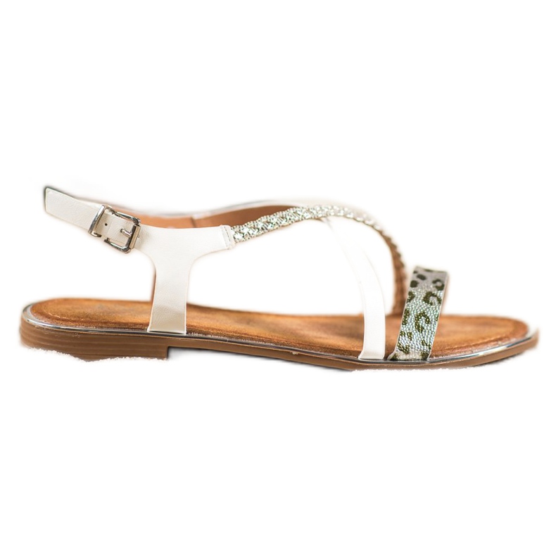 Small Swan Stilvolle Sandalen mit Leopardenmuster weiß