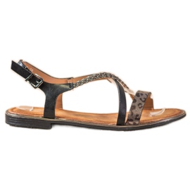 Small Swan Stilvolle Sandalen mit Leopardenmuster schwarz