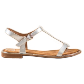 Small Swan Stilvolle Sandalen mit Öko-Leder grau