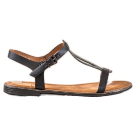 Small Swan Stilvolle Sandalen mit Öko-Leder schwarz