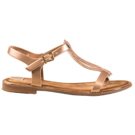Small Swan Stilvolle Sandalen mit Öko-Leder golden