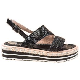 Small Swan Geflochtene Sandalen auf der Plattform schwarz