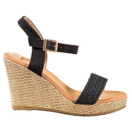 SHELOVET Stylische Keilsandalen schwarz