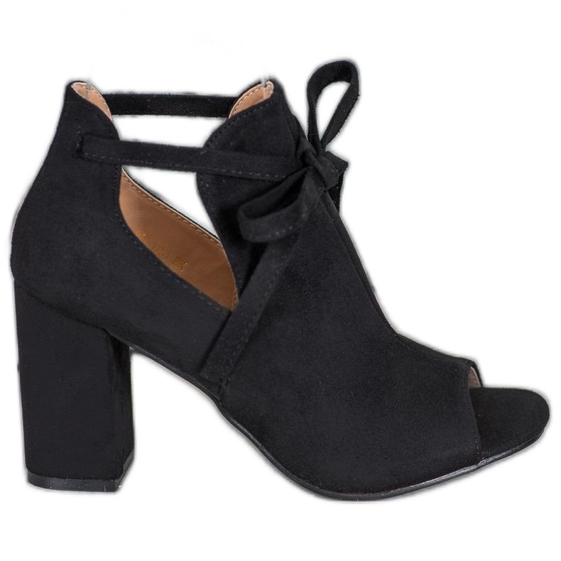 Gebundene VINCEZA Stiefel mit offener Spitze schwarz