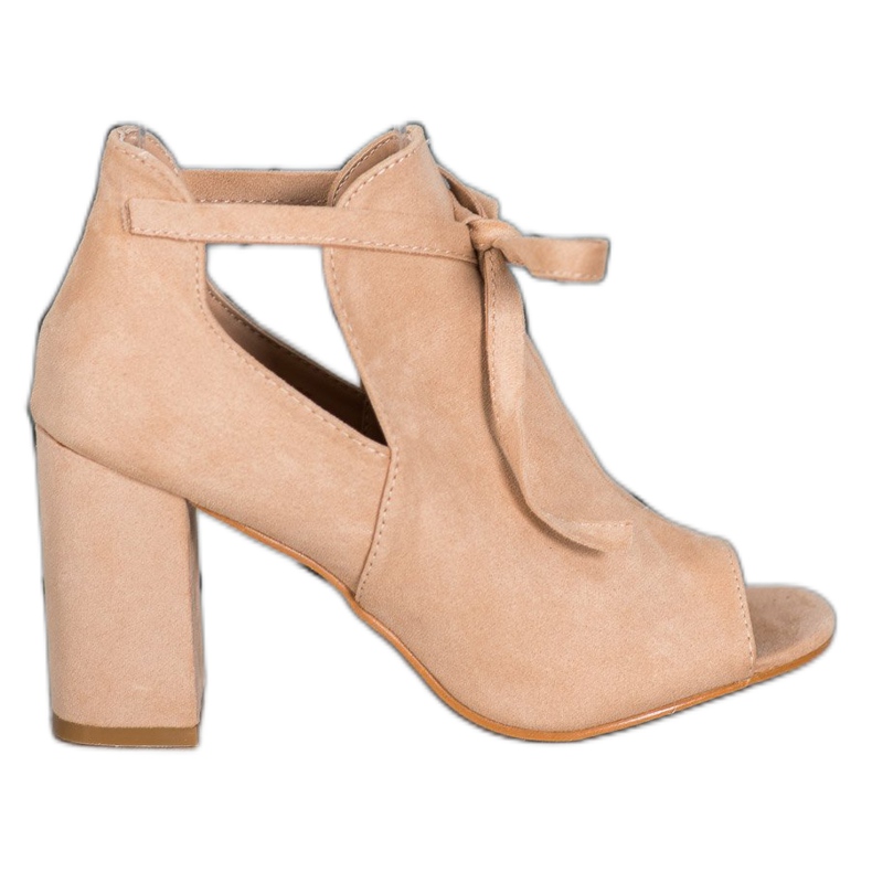 Gebundene VINCEZA Stiefel mit offener Spitze beige