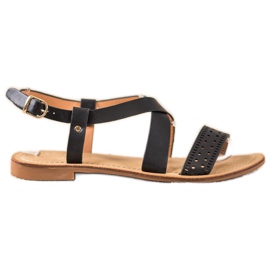 Small Swan Schwarze Sandalen mit Öko-Leder