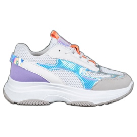 Bona Weiße Turnschuhe mit Mesh lila grau mehrfarbig