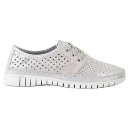 Kylie Leder-Brogues auf der Plattform grau