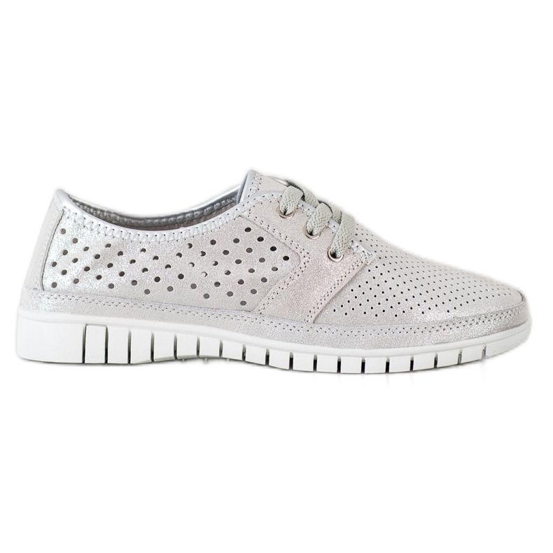 Kylie Leder-Brogues auf der Plattform grau