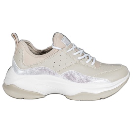 Kylie Bequeme Sneaker auf der Plattform beige grau