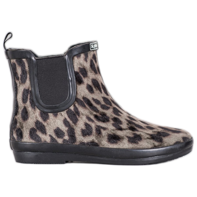 Kylie Gummistiefel aus Wildleder mit Leopardenmuster beige schwarz