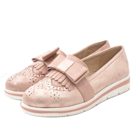 Rosa matte Schuhe auf dem Keil YT-8