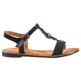 Small Swan Schwarze Sandalen mit Zirkonia