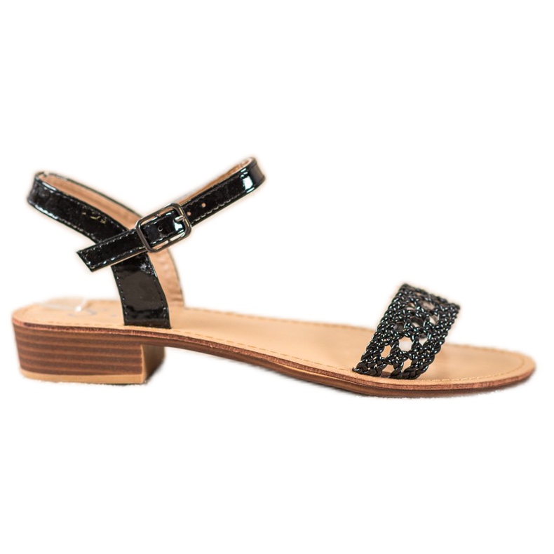 Small Swan Elegante geflochtene Sandalen schwarz