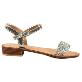 Small Swan Elegante geflochtene Sandalen grau