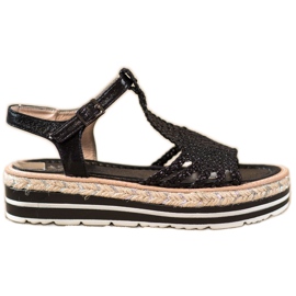 Small Swan Geflochtene Sandalen auf der Plattform schwarz