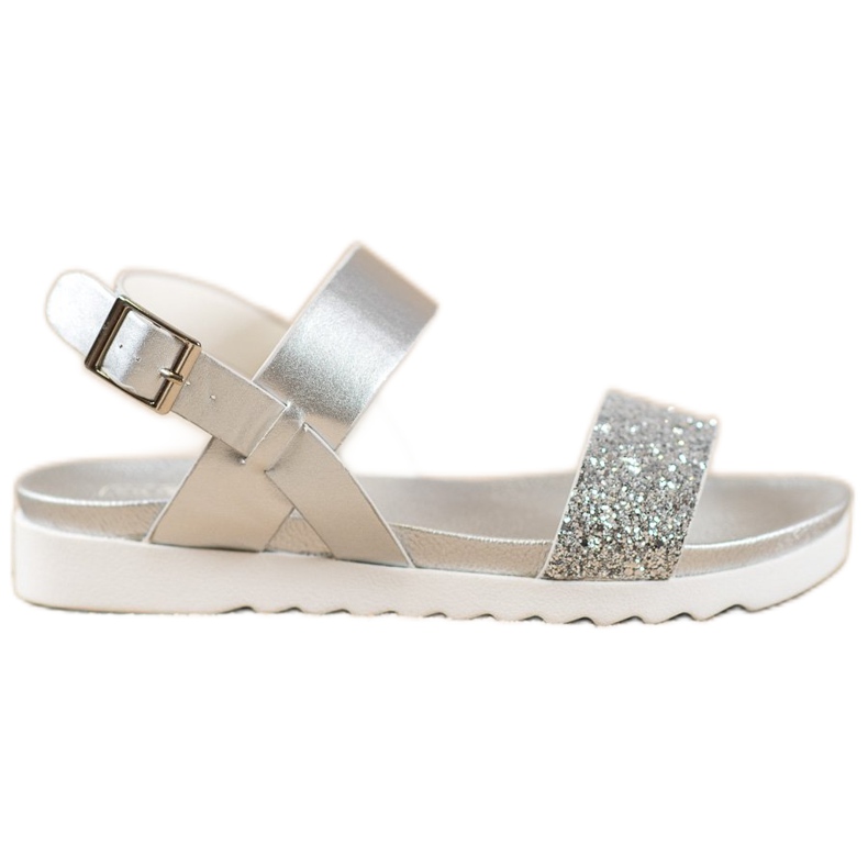 Filippo Silberne Sandalen auf der Plattform grau