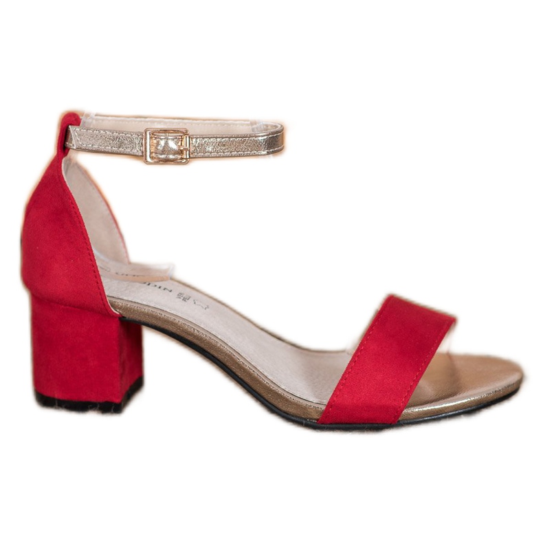 Goodin Elegante Sandalen an einer Bar rot gelb