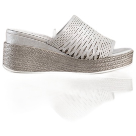 Goodin Durchbrochene Keilpantoffeln grau