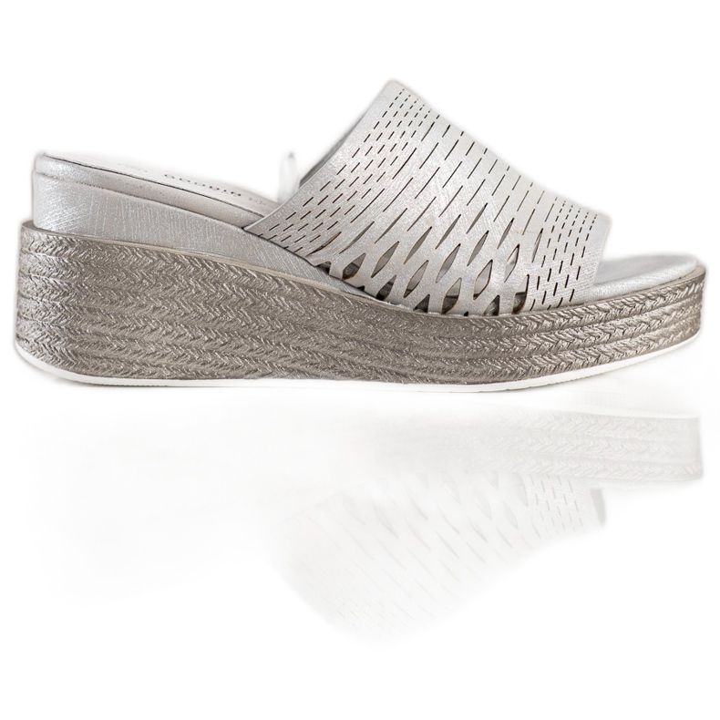 Goodin Durchbrochene Keilpantoffeln grau