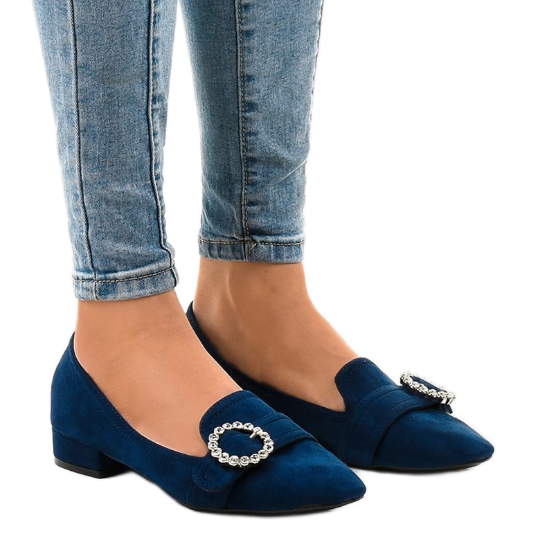 Marineblaue Wildleder High Heels L419 navy blau
