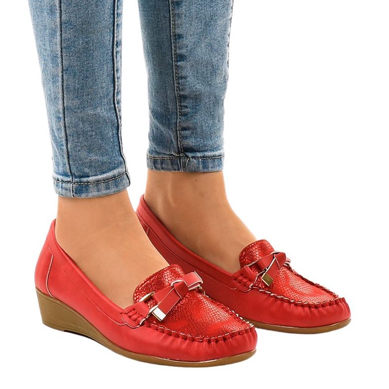 Rote matte Keilschuhe BO-303