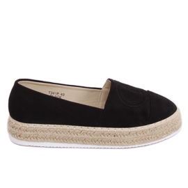 Schwarze Damen Espadrilles T341P Schwarz