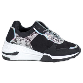 SHELOVET Sneakers mit Schlangenprint schwarz