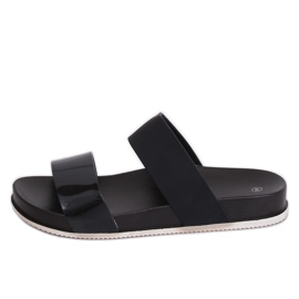 Schwarz CK66P Schwarze Hausschuhe mit Gummiriemen