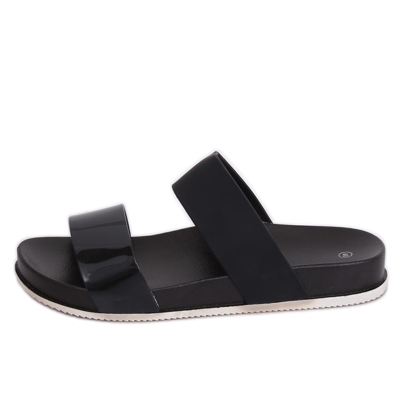 Schwarz CK66P Schwarze Hausschuhe mit Gummiriemen