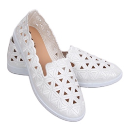 Weiße durchbrochene Ballerinas JX79P Weiß