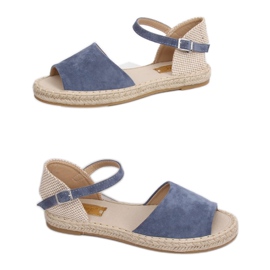 BB28P Blau geschnittene Espadrilles braun