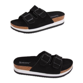 Schwarze Scholki-Hausschuhe SS115P Schwarz