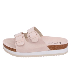 Beige Scholki-Hausschuhe SS115P Beige mehrfarbig rosa