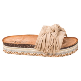 Seastar Hausschuhe mit Fransen braun