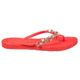 SHELOVET Flip-Flops aus Gummi mit Ornamenten rot