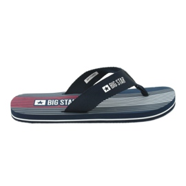 Herren Big Star 174463 marineblaue Hausschuhe weiß rot