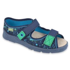 Befado Kinderschuhe 869Y142 navy blau grün