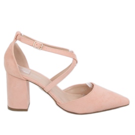 Pumps High Heels Schnitt rosa D85-5 Nude mehrfarbig