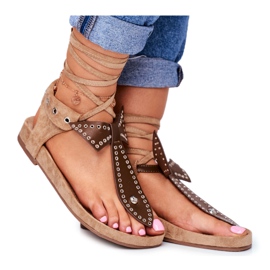 Lu Boo Damen Braun gebundene Sandalen Japanese Mara