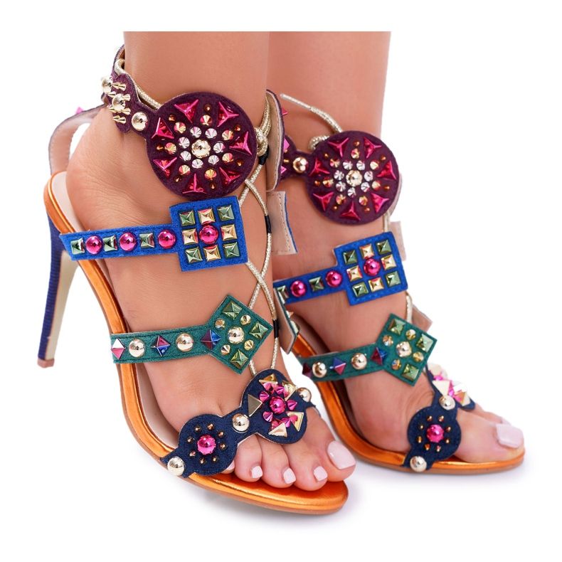 LU BOO Sandalen mit hohem Absatz Jet Studs Rockers Mehrfarbig