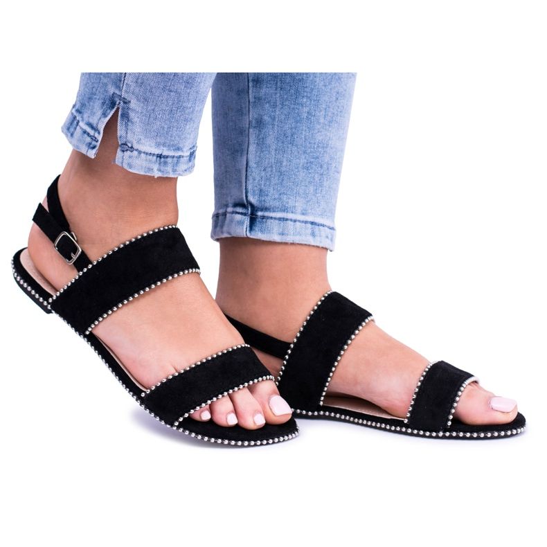 Lu Boo Damen Schwarze Sandalen Jets Noeli