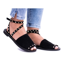 Lu Boo Schwarze stylische Pari Sandalen