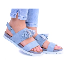 Blaue Ledersandalen für Damen Maciejka 03604