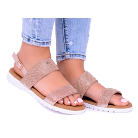 Lu Boo Damen Sandalen Champagner Mit Perfektem Zirkonia rosa