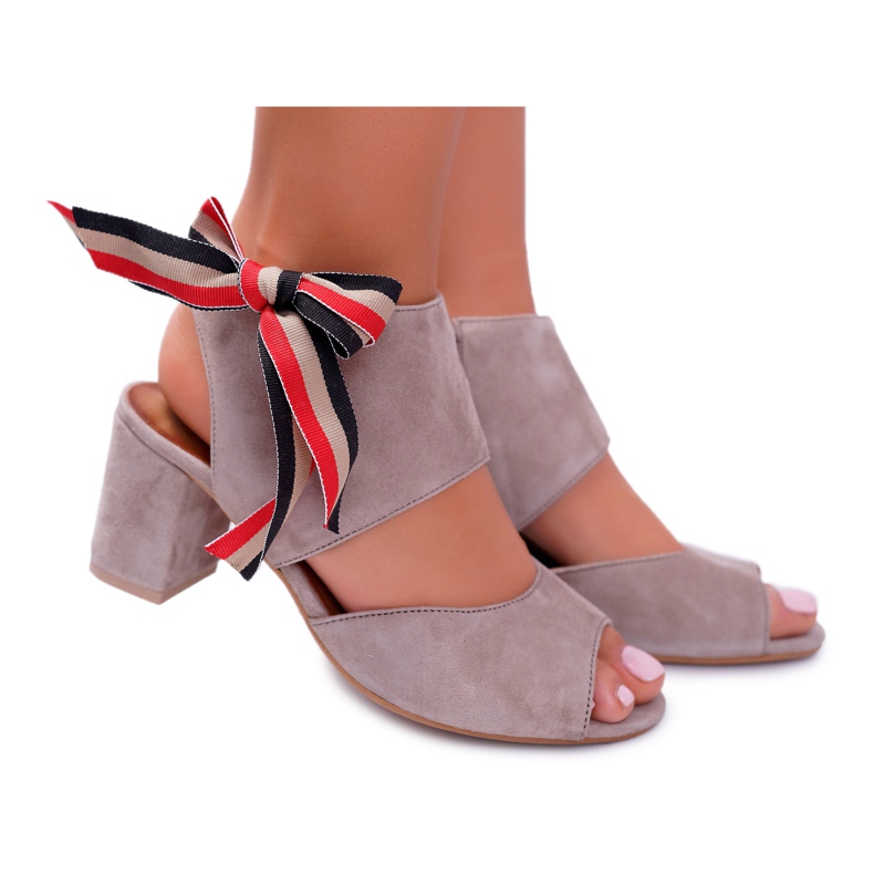 Leder Damen Sandalen Maciejka On A Heel Beige 04038-04