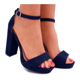 ADY Marineblaue Sandalen für Damen mit Absatz Debora Platform navy blau