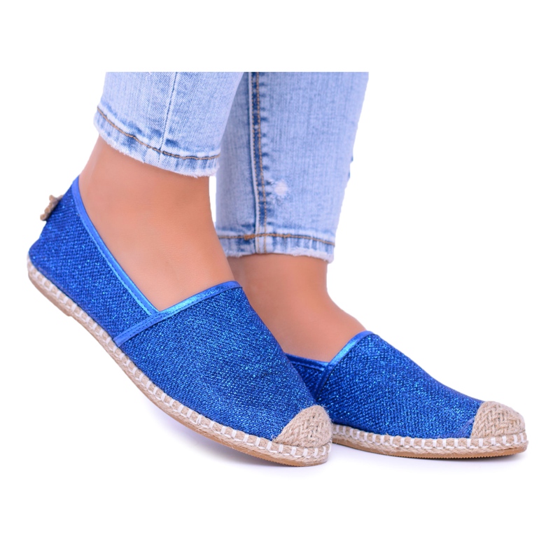 Lu Boo Cornflower Damen Espadrilles Slip On Brokat Miravet blau